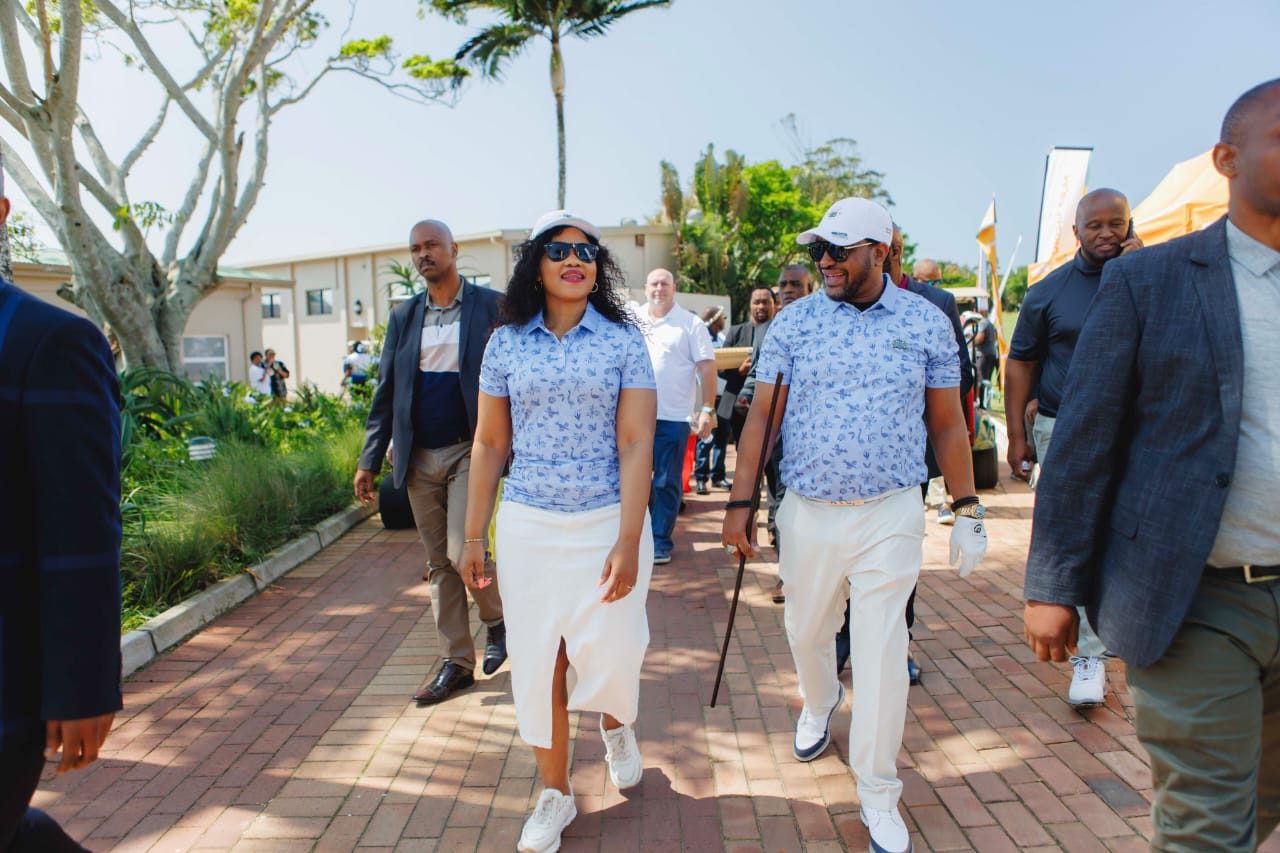 King Misuzulu arriving at golf day